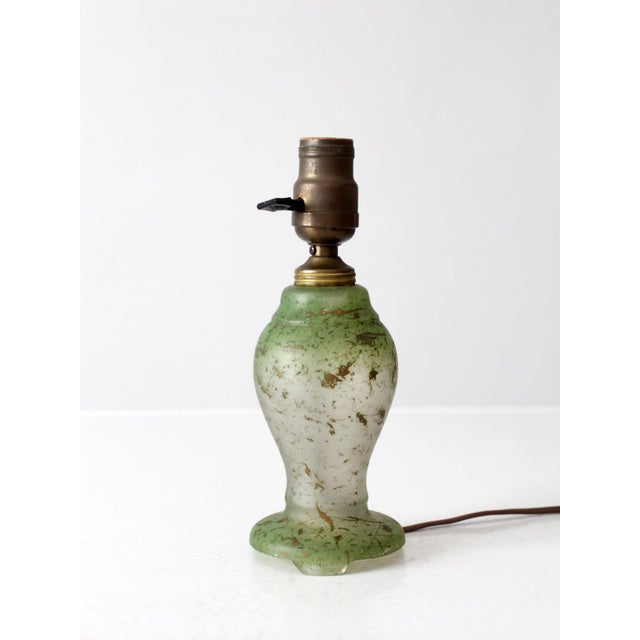 Vintage 1930s Green Glass Table Lamp For Sale - Image 6 of 13