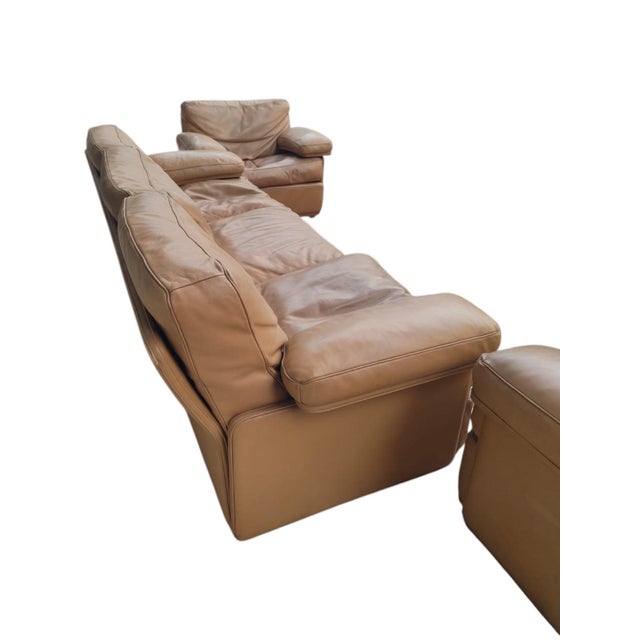 1980s Leather Sofa and Armchairs from Potrona Frau, 1980s, Set of 3 For Sale - Image 5 of 11
