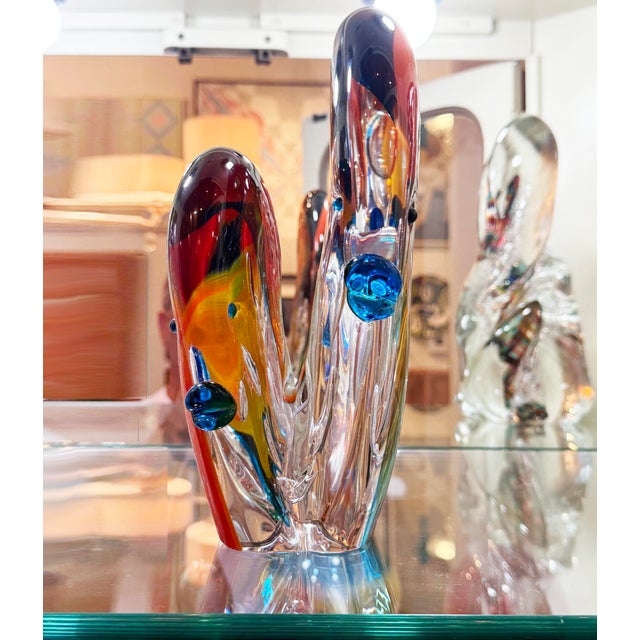Glass Large Blown Glass Tropical Fish Sculpture Murano Labeled, 1960s For Sale - Image 7 of 8