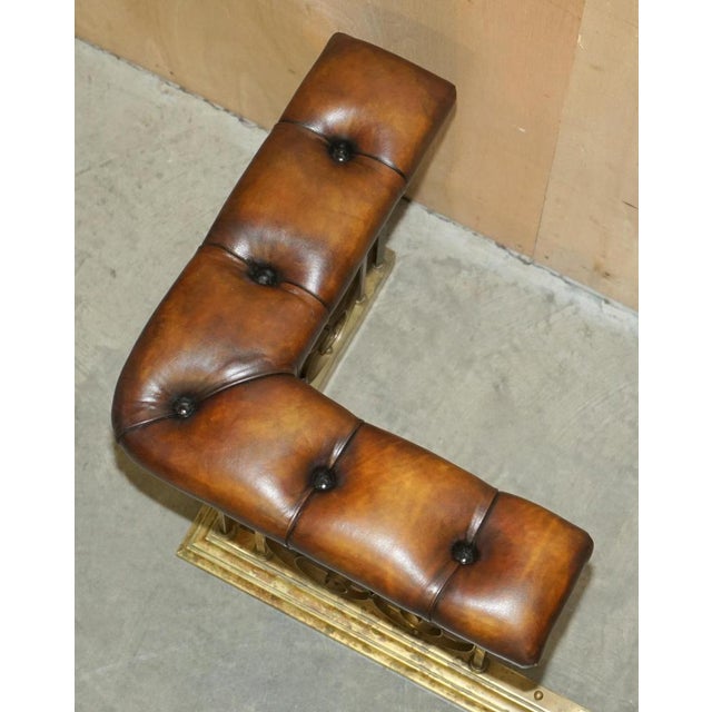 Antique Club Fender with Brown Leather Chesterfield Seats For Sale - Image 11 of 18
