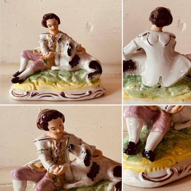 Captivating Pair of Early 20th Century English Staffordshire Mantle Figures For Sale - Image 11 of 12