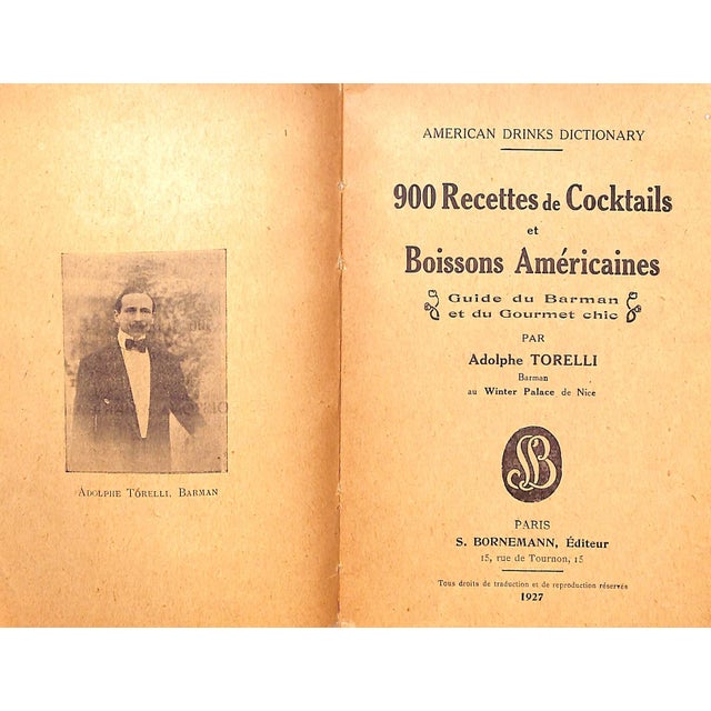 TORELLI, Adolphe [192] pp. S. Bornemann, Editeur 1927 6 7/8" x 4 5/8" Torelli was the bartender at the Winter Palace of...