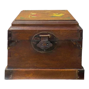 Chinese Brown Mop Inlay Motif Square Storage Box Chest