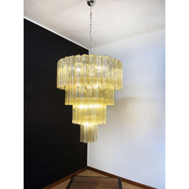 Vintage Murano Glass Tiered Chandelier with 78 Glasses in Light Amber, 1990s For Sale - Image 9 of 18