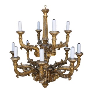 Monumental Italian Giltwood Chandelier For Sale