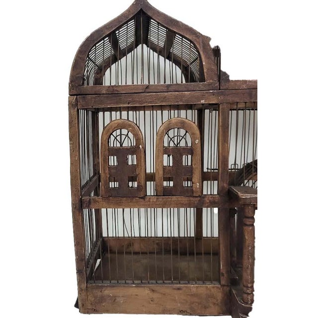 French Country Pavilion Aviary Cage With Removable Tin Debris Tray For Sale - Image 4 of 8
