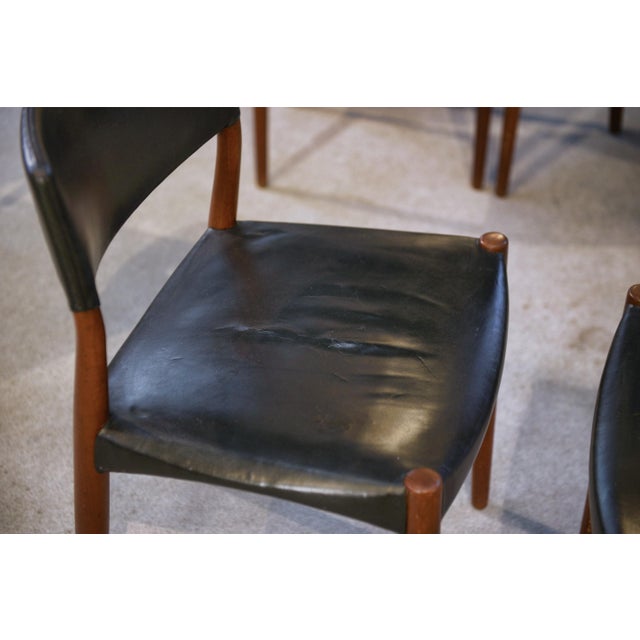 Scandinavian Chairs in Leather by Ejner Larsen and A. Bender Madsen for Willy Beck, 1960s, Set of 6 For Sale - Image 11 of 15