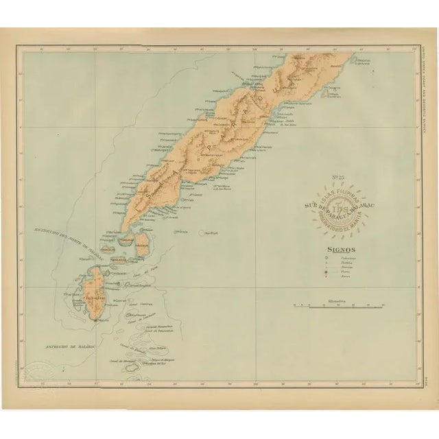 Map of Southern Palawan and the Balabac Islands Observatory of Manila, 1899 For Sale - Image 9 of 9