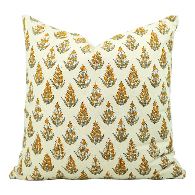 Fabdivine Handmade Block Printed Cushion Cover 16x16 Inch Duck Canvas-Kanak Buti For Sale
