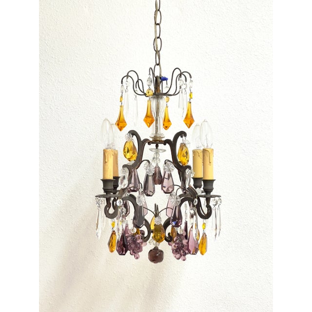 Vintage Chandelier With Murano Glass Fruit For Sale - Image 12 of 13