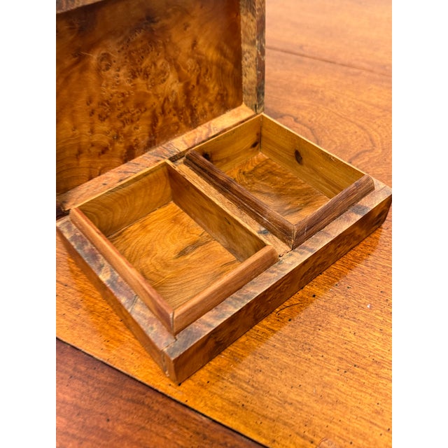 Burl Wood Hinged Keepsake Box For Sale - Image 9 of 12