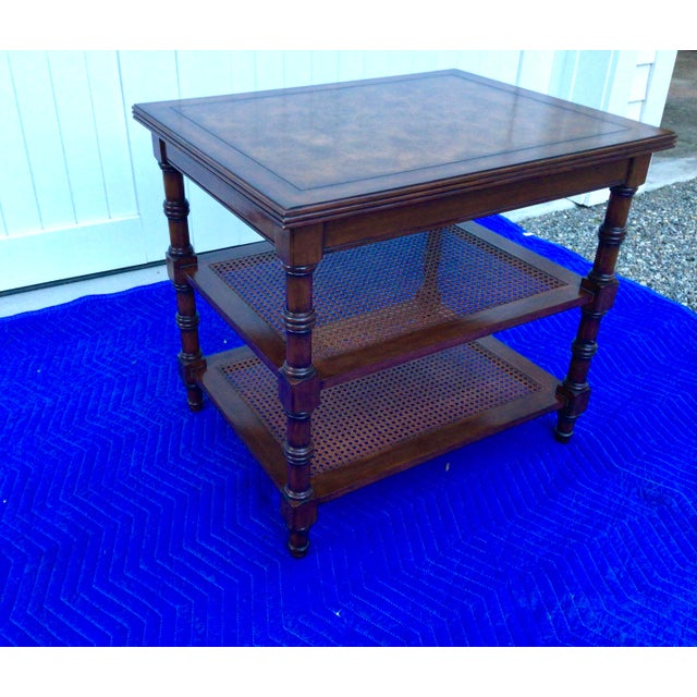 1980s Vintage Ethan Allen Three Tier Cane Shelf Side Table Chairish