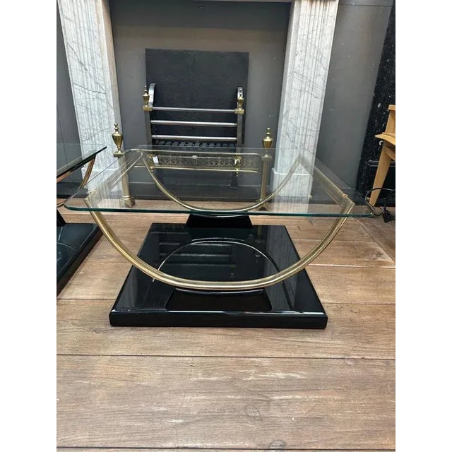 Black Lacquered and Brass End Tables, 1980s, Set of 2 For Sale - Image 4 of 13