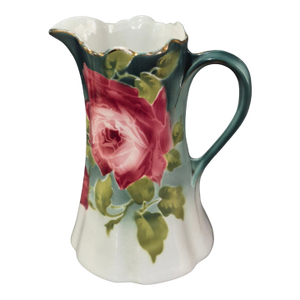 Antique Romantic K & G Les Roses Luneville France Victorian Pitcher