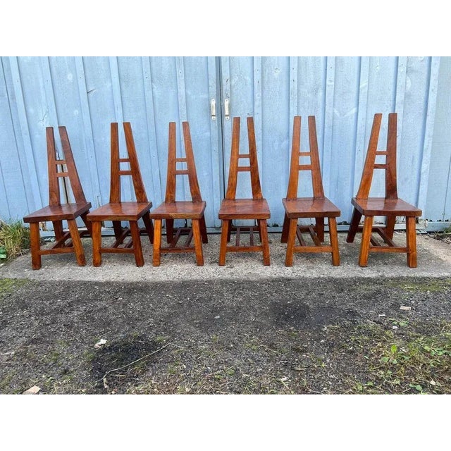 Art & Craft Style Rustic Thick Wood Dining Chairs . Set Of 6. Solid wood, Sturdy and comfortable Approximate measures:...