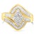 Contemporary 10K Yellow Gold over .925 Sterling Silver Diamond Bypass Cluster Ring (1 Cttw, I-J Color, I2-I3 Clarity) - Size 7-3/4 For Sale - Image 3 of 7