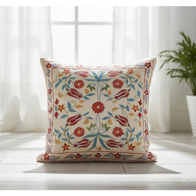 New Hand-Embroidered 100% Silk Cushion Cover – Authentic Uzbek Textile Art Elevate your home décor with this exquisite...