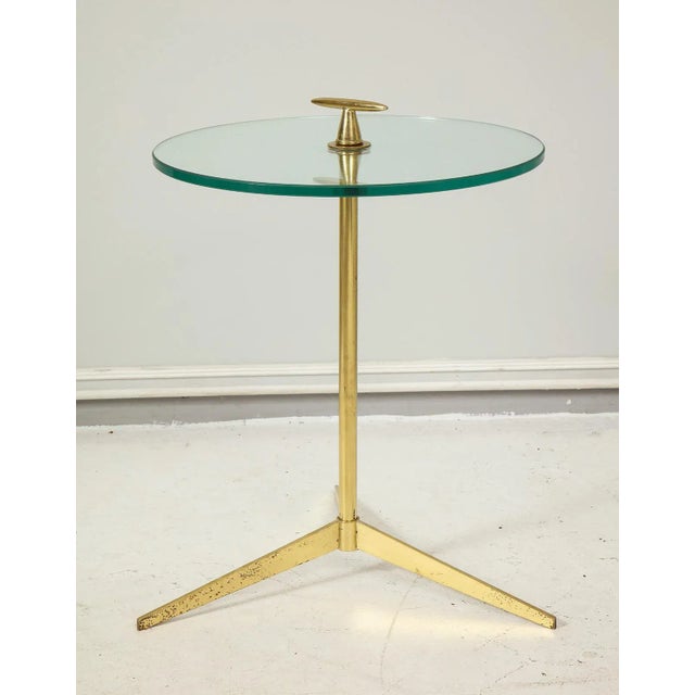 Midcentury Italian Table on Brass Tripod Base For Sale In New York - Image 6 of 7