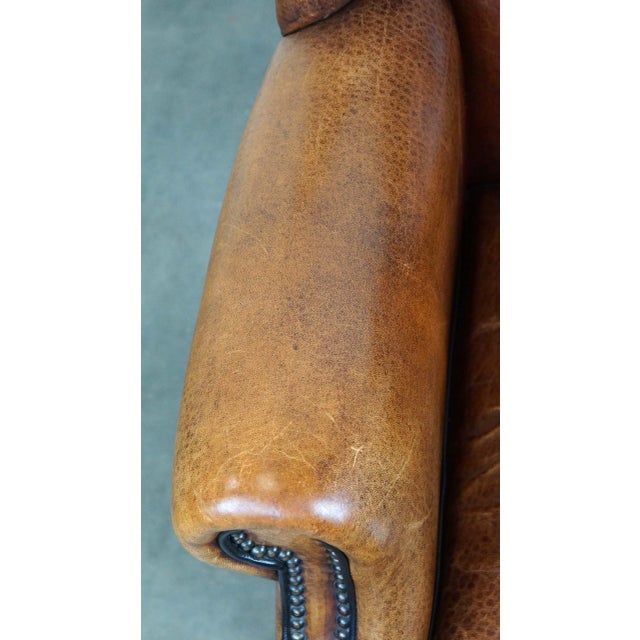 Brown Club Chair in Sheepskin Leather For Sale - Image 8 of 12