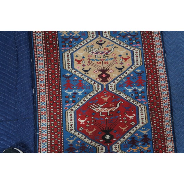 Late 20th Century Hand Knotted Wool Geometric Diamond Medallion Tribal Animal Rug Runner 3' X 12' For Sale - Image 5 of 14