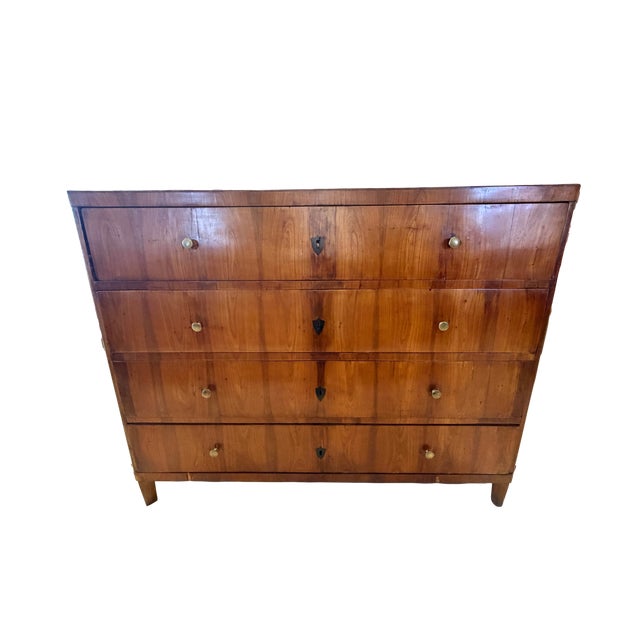 19th C Biedermeier Birch Secretaire Commode / Writing Chest For Sale In Los Angeles - Image 6 of 9