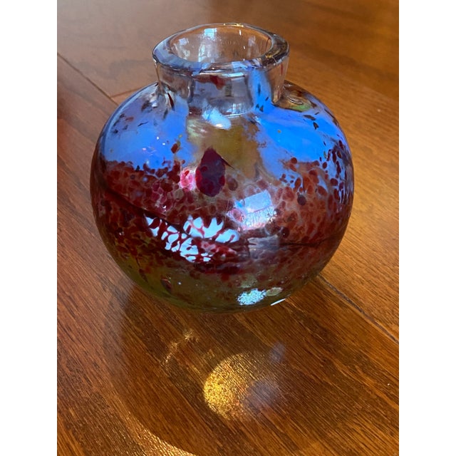 Vintage Blown Art Glass Vase Handsigned and Dated Small Round Shape For Sale - Image 11 of 11