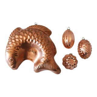 Vintage Copper Kitchen Molds - Set of 4 For Sale