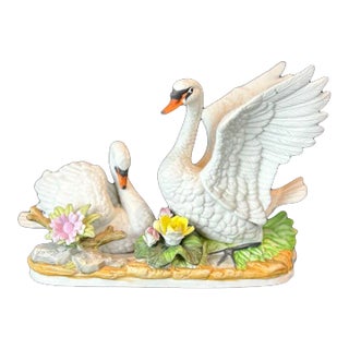 Vintage Capodimonte Nuova by Filli Savastano Double Doves With Flowers Figurine For Sale