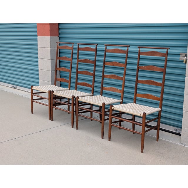 1970s 1970s Set of 4 Shaker Cherry Ladder Back Dining Chairs in the Style of Nichols & Stone For Sale - Image 5 of 13