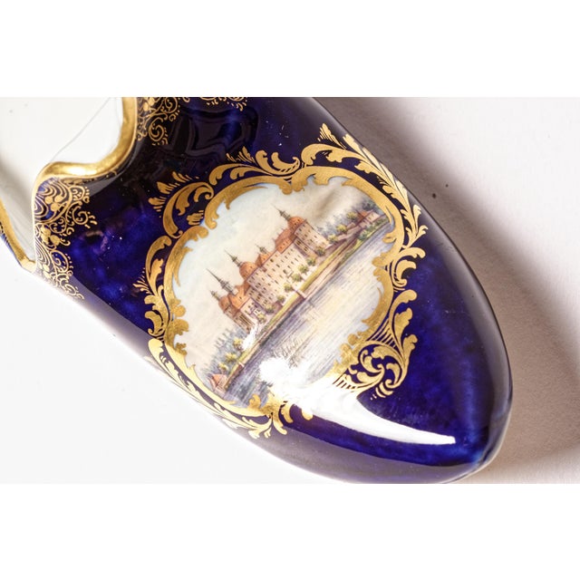 Rare Meissen Cobalt Blue Hand Painted "Shoe" Slipper of Castle Moritzburg C 1890 For Sale In West Palm - Image 6 of 11