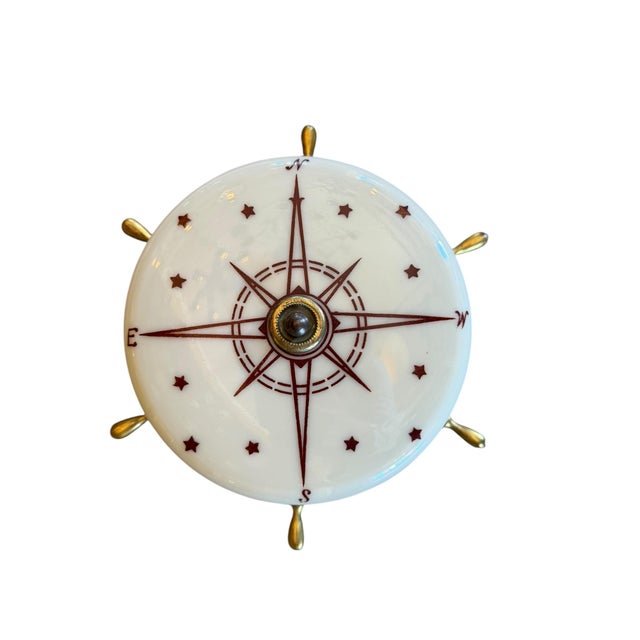 Cream Mid 19th Century Mid-Century Modern Nautical Sailing Compass Flushmount Wall Fixture For Sale - Image 8 of 8