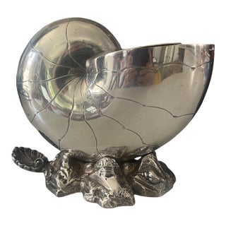 19th Century Victorian Nautilus Silver Plated Spoon Warmer by Sheffield For Sale