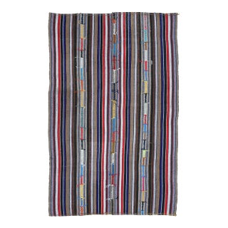 Vintage Turkish Oushak Handmade Wool Cotton Red Kilim Area Rug For Sale