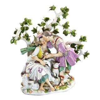 French Porcelain Figurative Love Letter Scene Group in the style of Niderviller, 18th Century For Sale