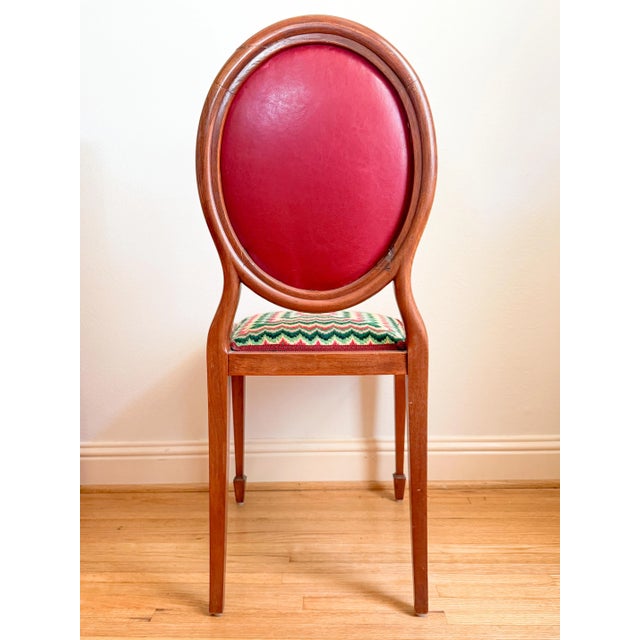 English Antique Needlepoint Sheraton Style Federal Oval Back Chair, c.1900 For Sale - Image 3 of 17
