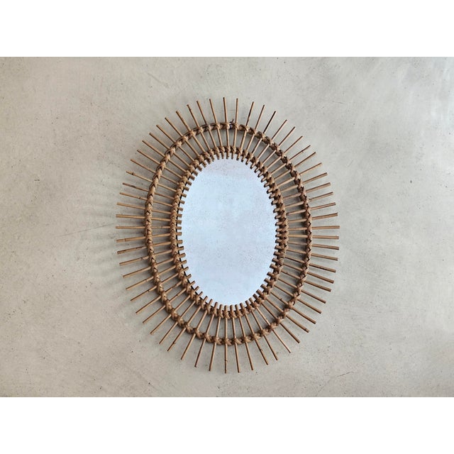Vintage Oval Rattan Wall Mirror, 1970s For Sale - Image 11 of 11