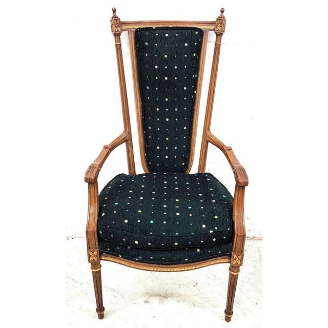 Vintage Italian Renaissance Directoire Hunter Green Desk Dining Accent Armchair For Sale - Image 13 of 13