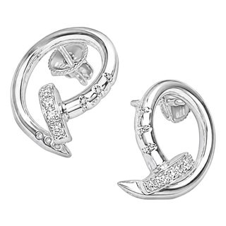 Mid 20th Century 18k White Gold Diamond Nail Earrings Estate, Pair For Sale