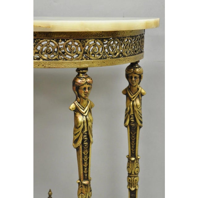 Antique Gothic Revival Oscar Bach Style Figural Bronze & Onyx Console Side Table For Sale In Philadelphia - Image 6 of 15