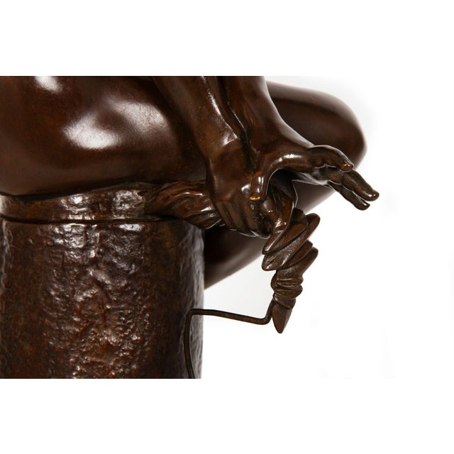 Italian Antique Bronze Sculpture "Genius of Franklin" by Giulio Monteverde For Sale - Image 15 of 18