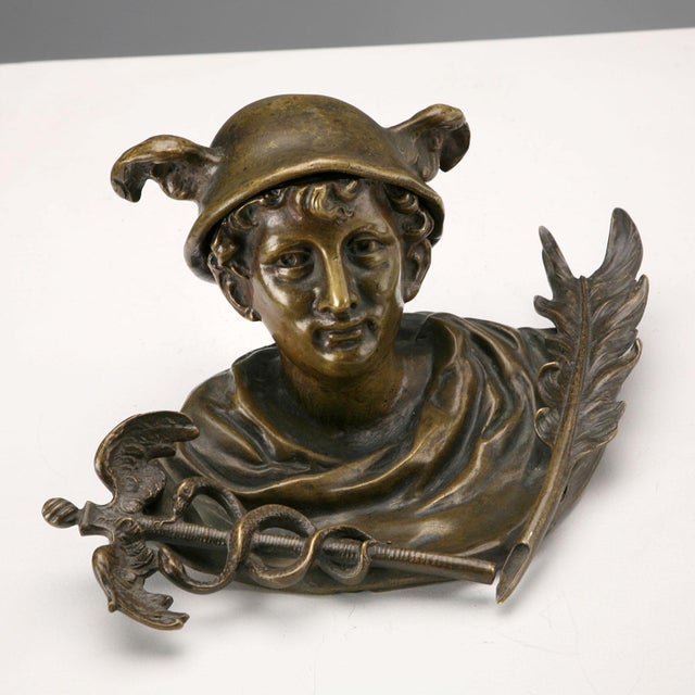 Italian Inkwell in Bronze and Porcelain For Sale - Image 6 of 8