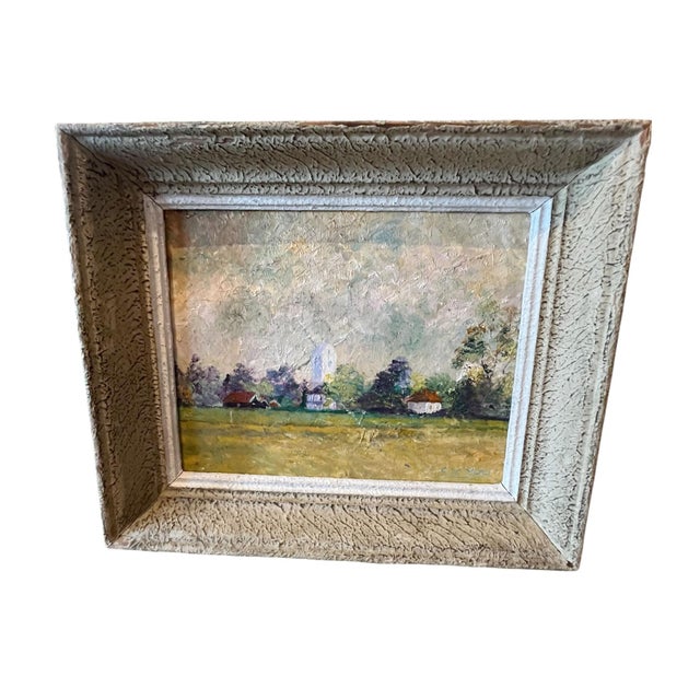 A serene and atmospheric landscape painting by American artist Charles Yates, rendered in oil on board. Yates captures the...