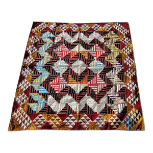 19Thc Velvet & Silk Pristine Log Cabin Quilt