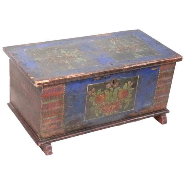 19th C Painted Swedish Wood Box For Sale - Image 9 of 12