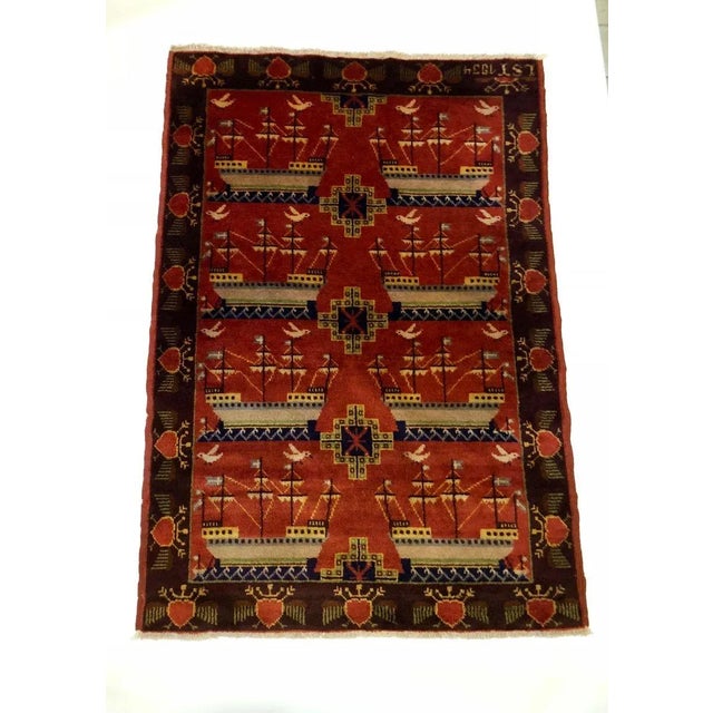 Textile Scandinavian Double Sided Rug with Ships and Seagulls, 1934 For Sale - Image 7 of 16