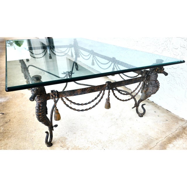 Metal Vintage Patinated Seahorse & Starfish Coffee Table For Sale - Image 7 of 10