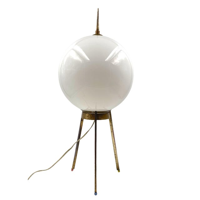 Gold Mid-Century Tripod Brass Table Lamp, 1950s For Sale - Image 8 of 18
