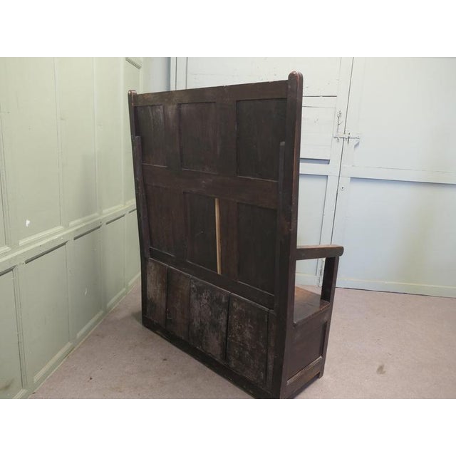 18th Century Carved High Back Oak Box Settle For Sale - Image 9 of 10
