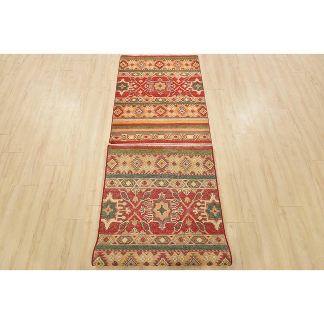 Khorjin Runner 2’8” X 9’4” Multicolor Wool Tribal Hand-Knotted Oriental Rug For Sale - Image 12 of 13