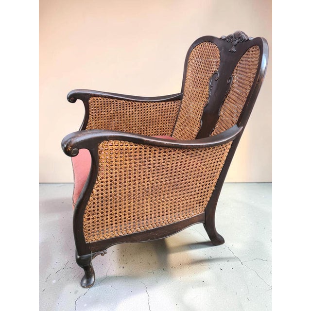 Brown Late 19th Century Neo-Rococo Lounge Chair with Viennese Wickerwork For Sale - Image 8 of 11
